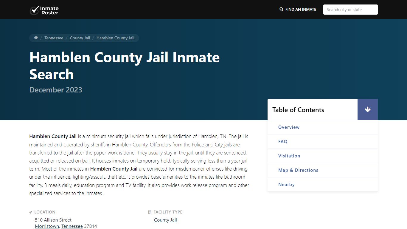 Inmate Search | Hamblen County Jail - Morristown, TN